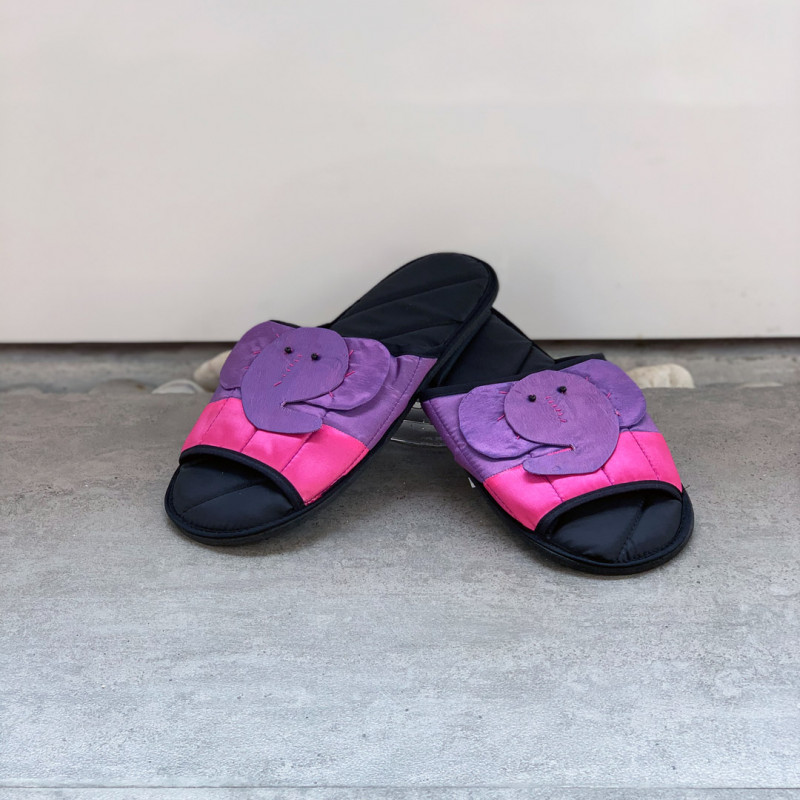 elephant feet slippers with satin elephant